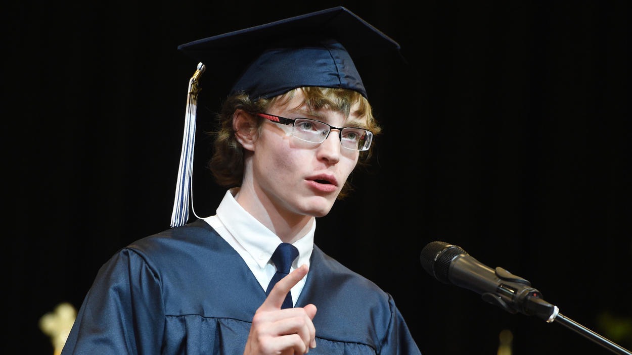 Logan Delivering his Graduation Speech at the 2017 Ceremony